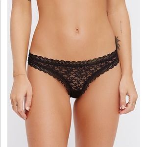 Free People Black Lace Thong
